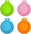 4 Packs Silicone Pet Can Lids, Dog Cat Food Can Cover, Universal Size Can Tops, 1 Fit 3 Standard Size Food Cans, BPA Free Dishwasher Safe (Blue, Green, Orange, Pink)